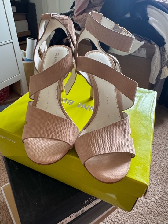 Gianni Bini Shoes - Gianni Bini Textured Blush Strappy High Heel Sandals
